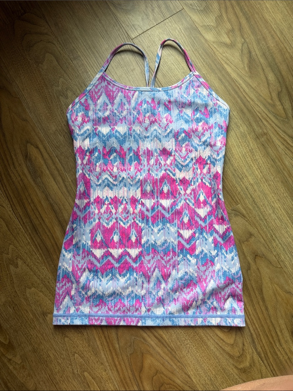 Ivivva Pink Blue Geometric Ribbed Tank Top